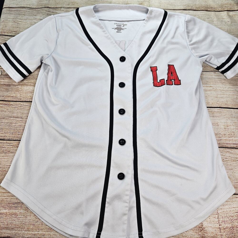 Orange Kiss Womens Los Angeles Baseball Teddy Bear Good Vibes Jersey Size Small